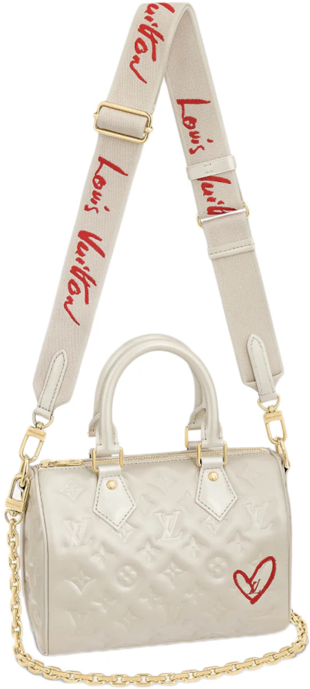 Louis Vuitton Limited Edition Speedy Bandouliere 22 Ivory in Embossed Puffy  Lambskin with Gold-tone - IT