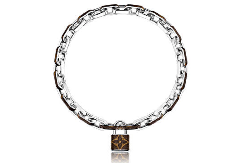 Louis Vuitton Lock Necklace Monogram Silver