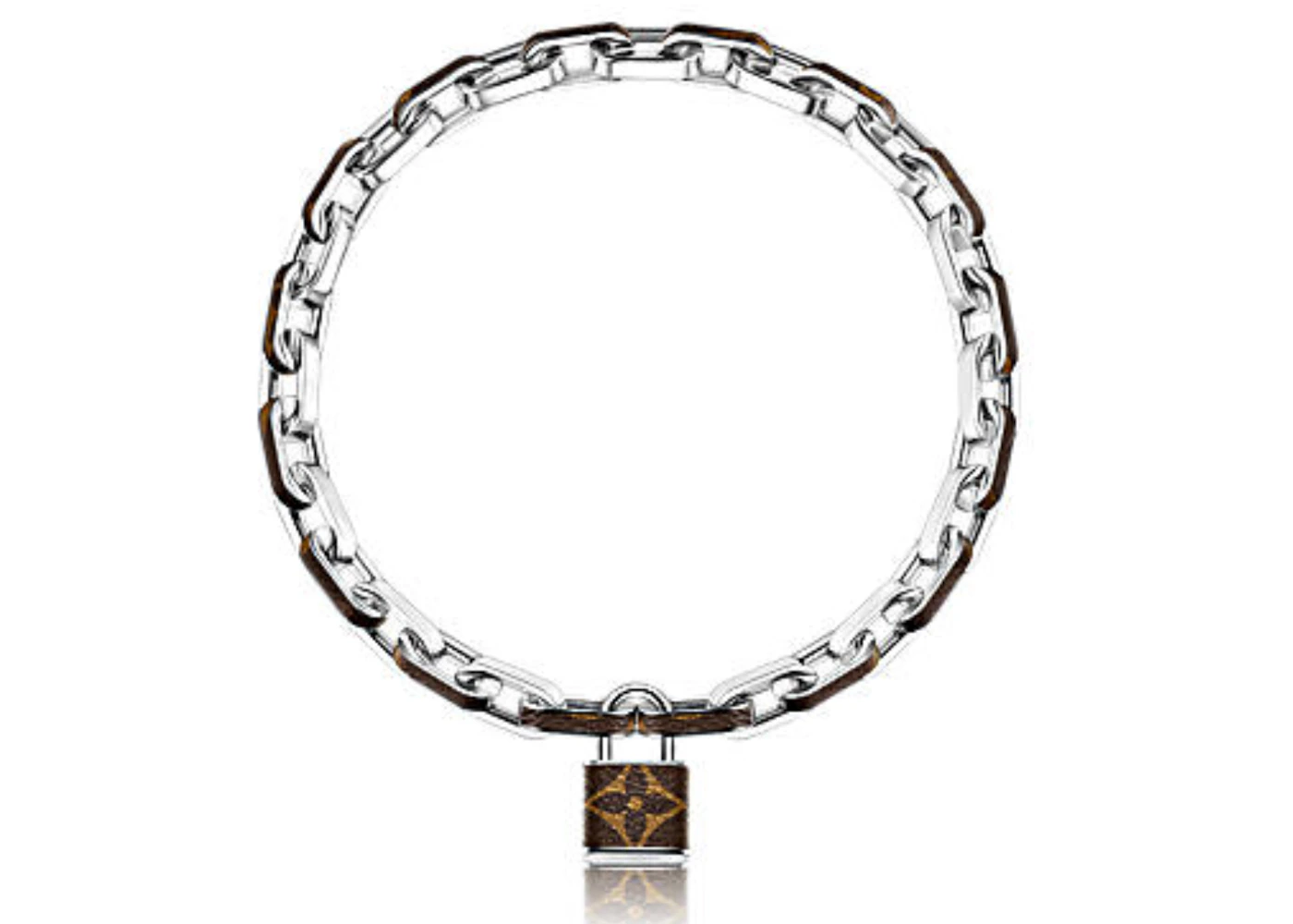 Louis Vuitton Lock Necklace Monogram Silver in Palladium with  Palladium-tone - US