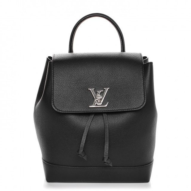 LOUIS VUITTON Lockme Calfskin Leather Backpack Bag Black