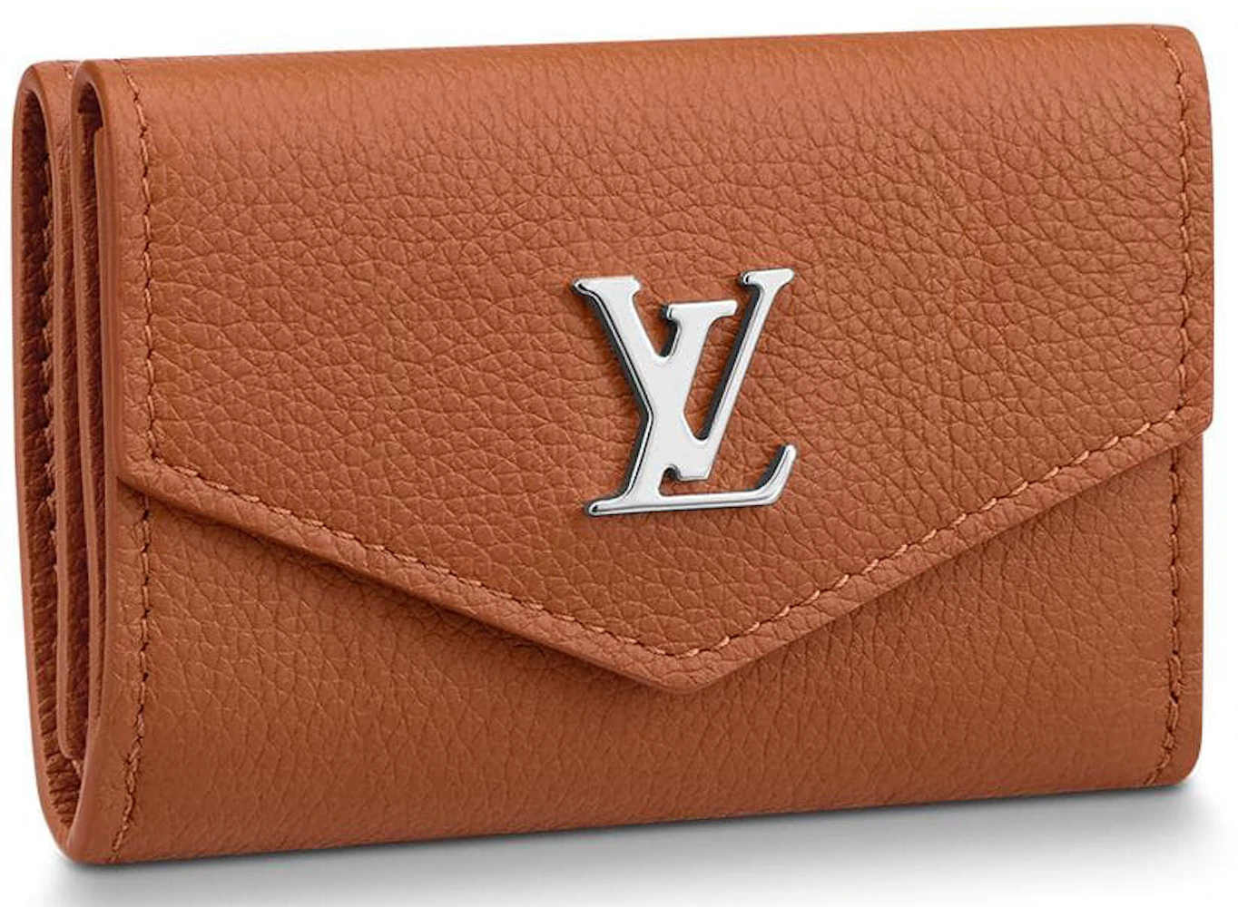 Louis Vuitton Lockmini Calfskin Leather Card Case Wallet Brown