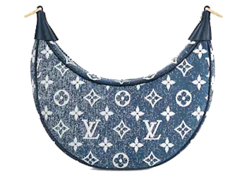 Louis Vuitton Loop Baguette Handbag Denim Jacquard Navy Blue in