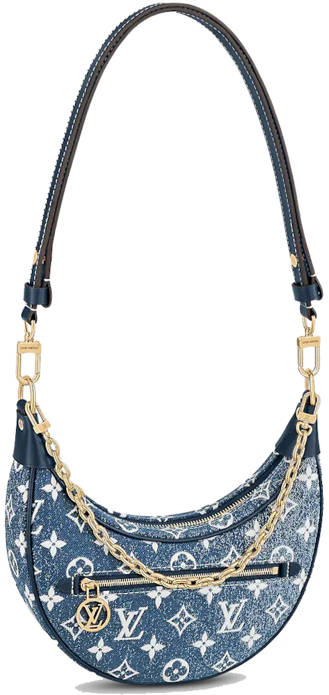 Louis Vuitton Loop Baguette Handbag Denim Jacquard Navy Blue in  Denim/Calfskin Leather with Gold-tone - US