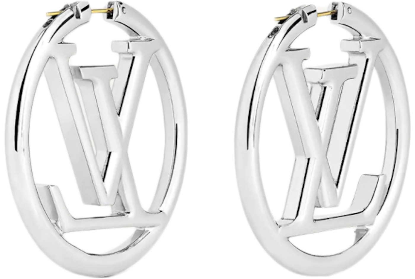 Louis Vuitton Louise Hoop GM Earrings, Silver, One Size