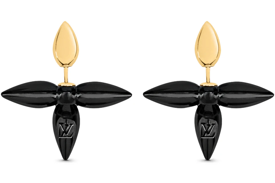 Louis Vuitton Louisette Earrings Black/Gold