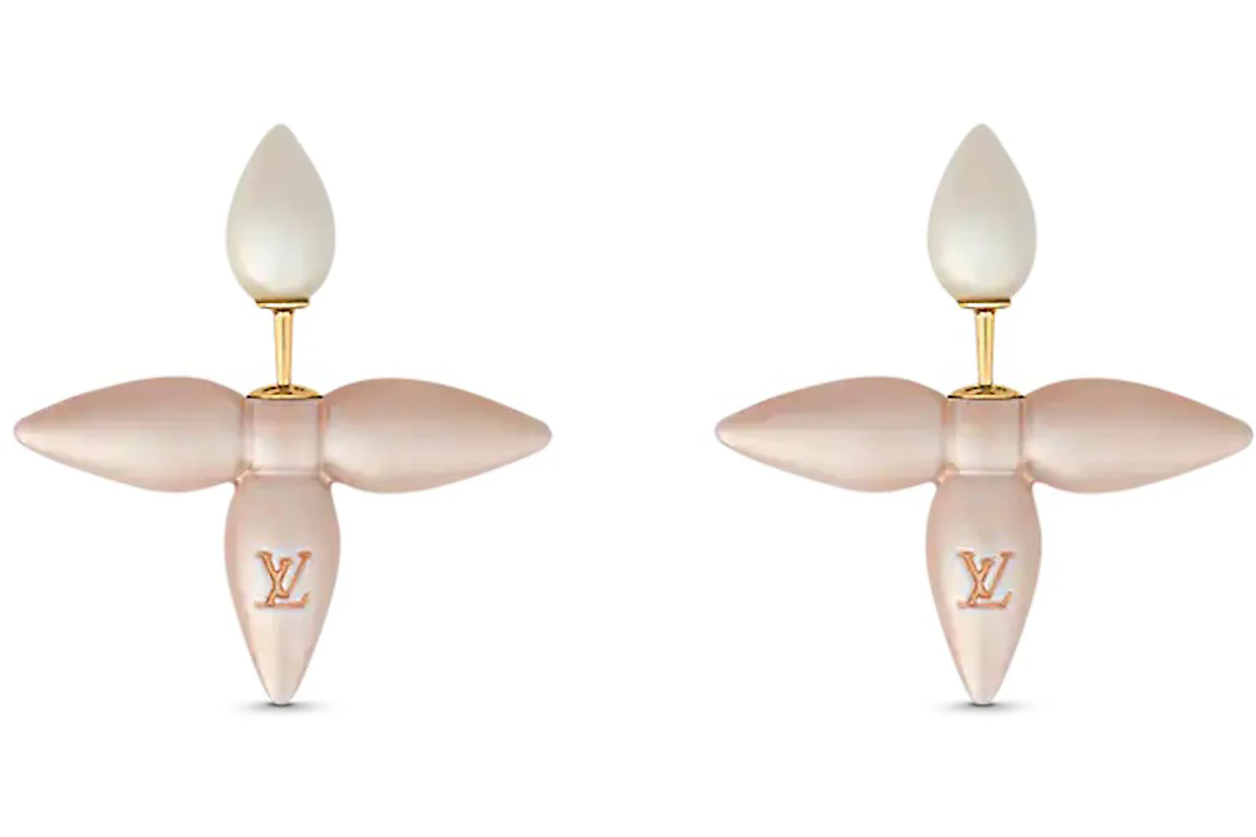 Louis Vuitton Louisette Earrings Light Pink/White in Gold Metal - JP