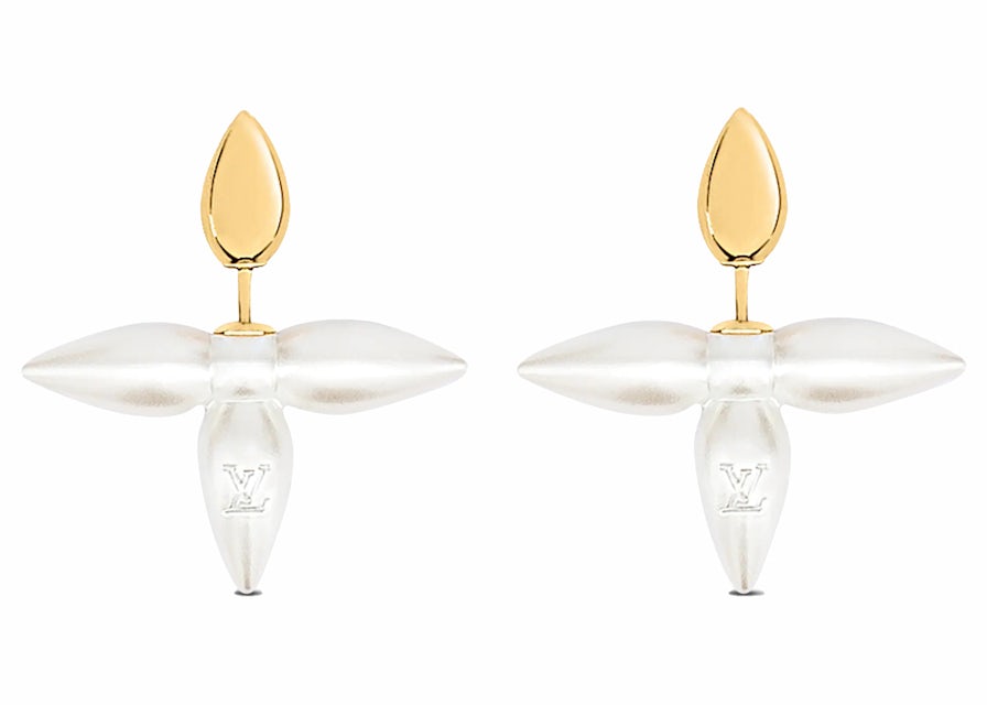 Louis Vuitton Louisette Macro Earrings Gold/White