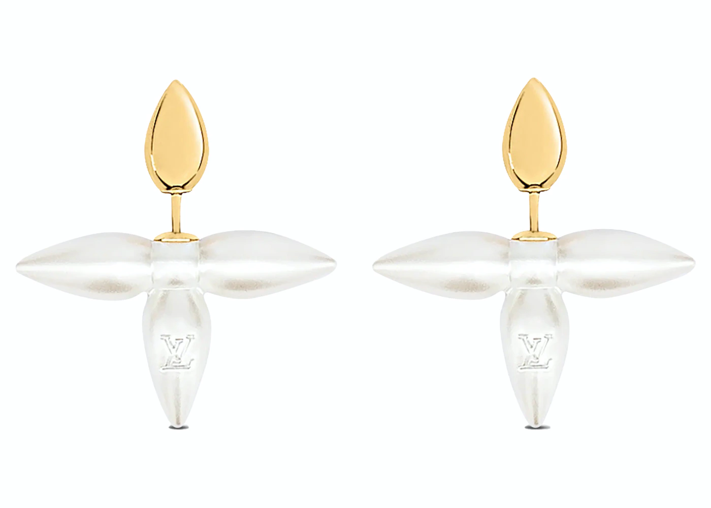 Louis Vuitton Louisette Earrings White/Gold in Gold Metal - US