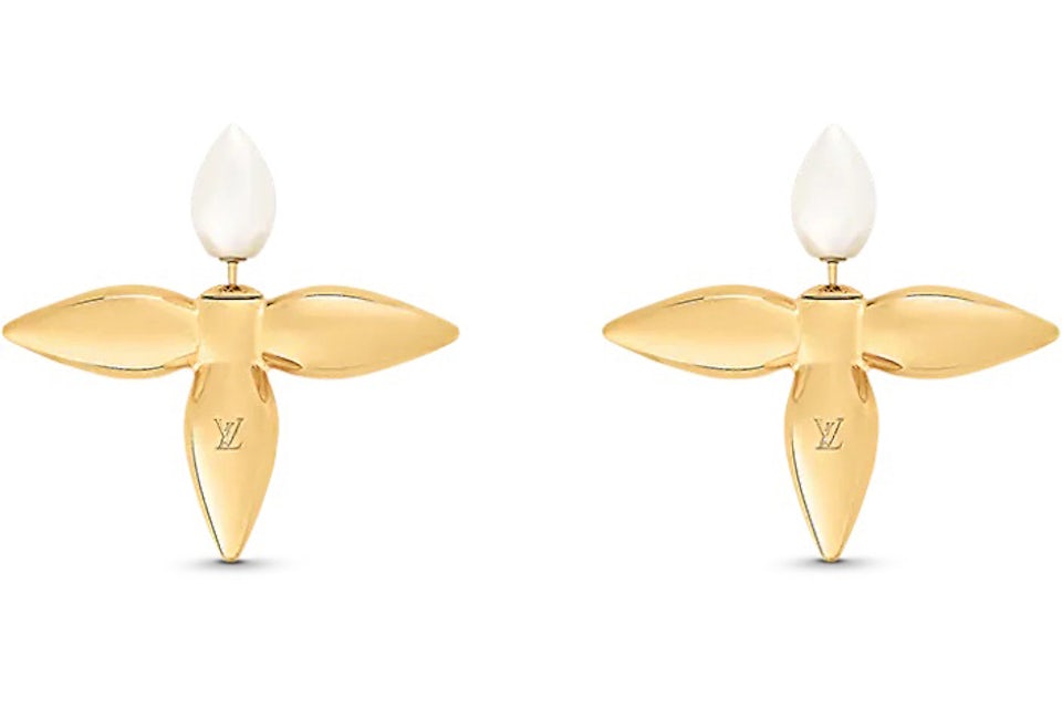 Louis Vuitton Louisette Macro Earrings Gold/White in Gold Metal/Resin with  Gold-tone - US
