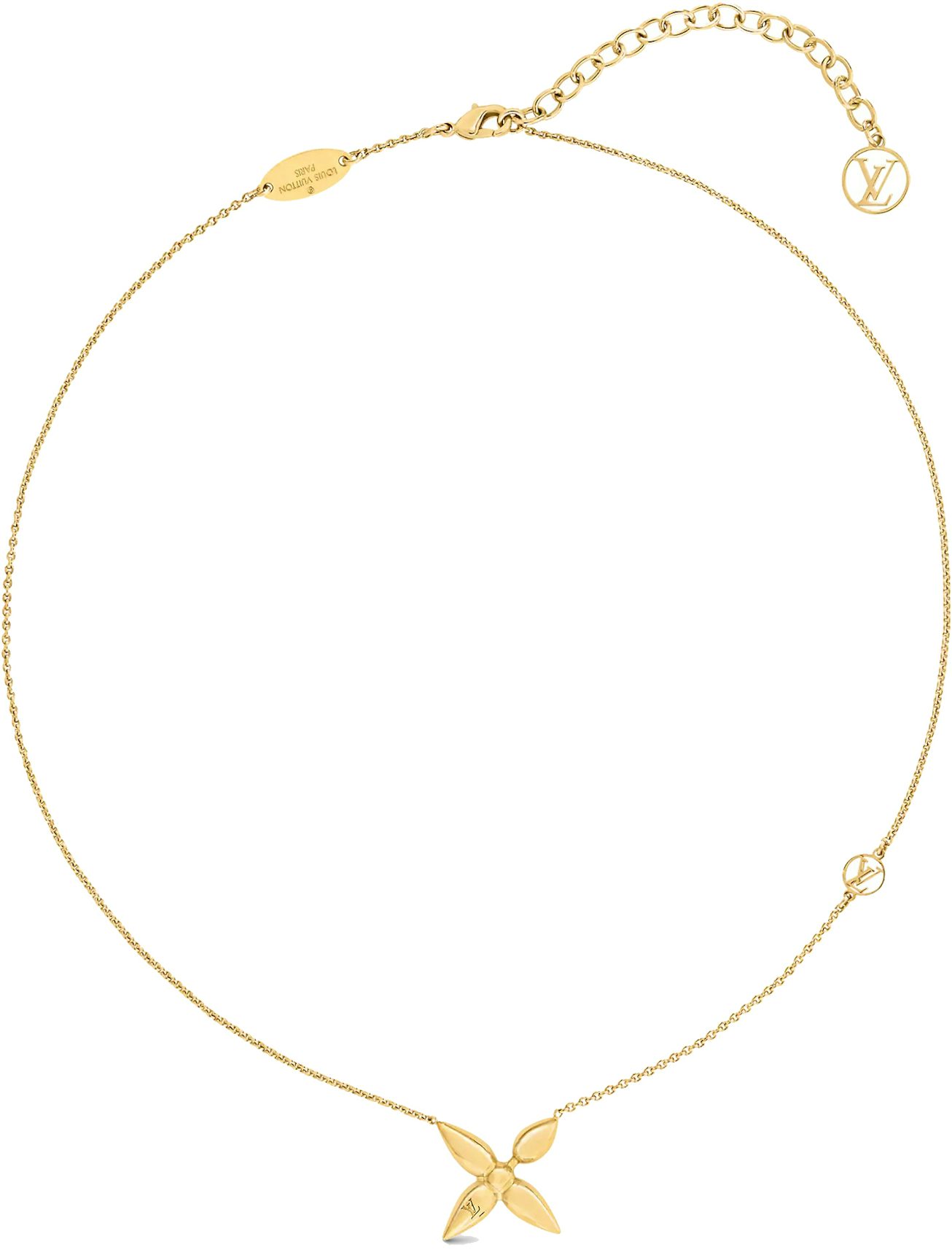 LOUIS VUITTON Louisette Chain Necklace M00365 Gold Metal Monogram
