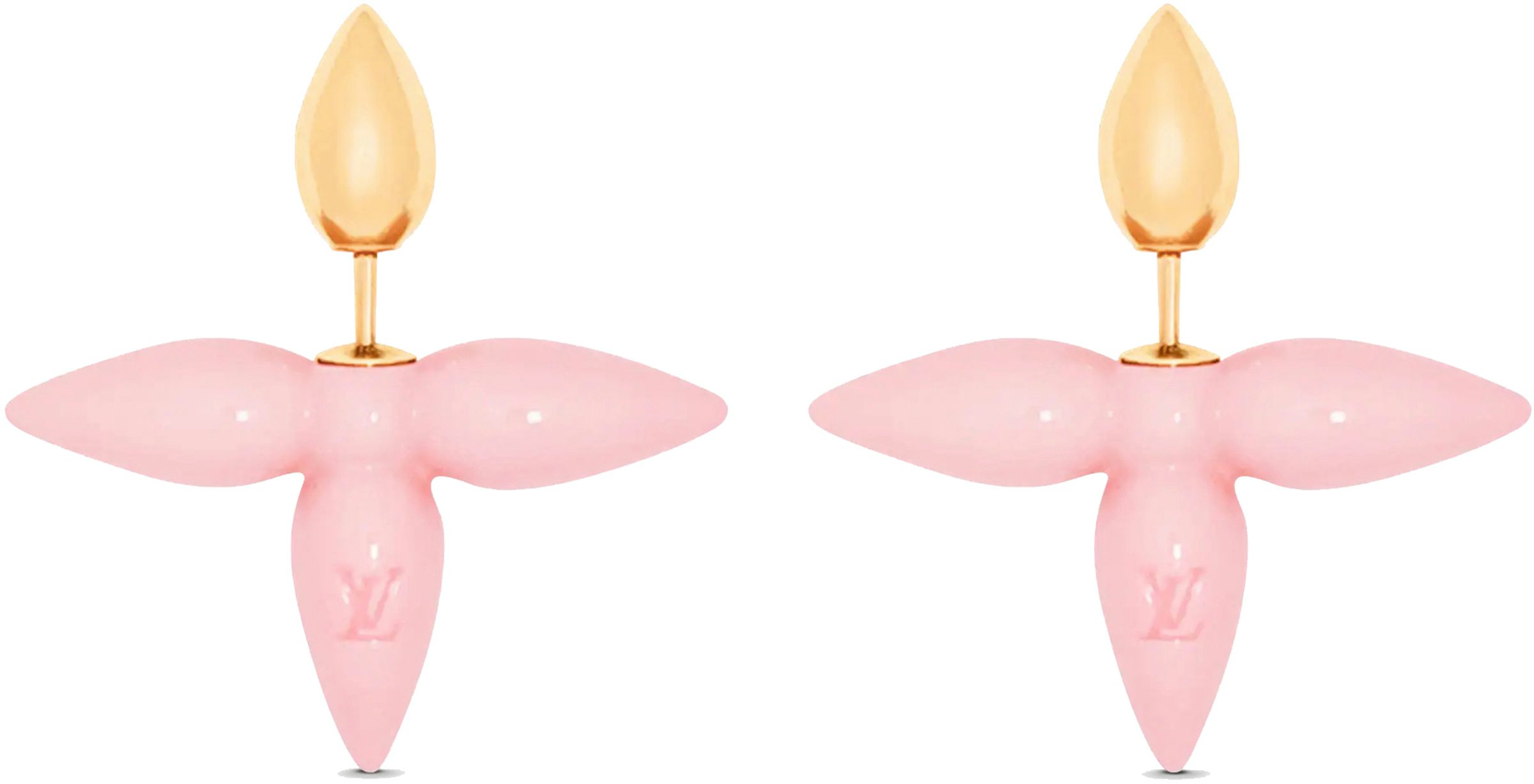 Louis Vuitton Louisette Earrings Light Pink/White in Gold Metal - GB