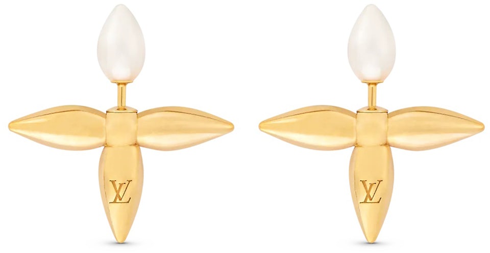 Louis Vuitton Louisette Earrings Gold/White