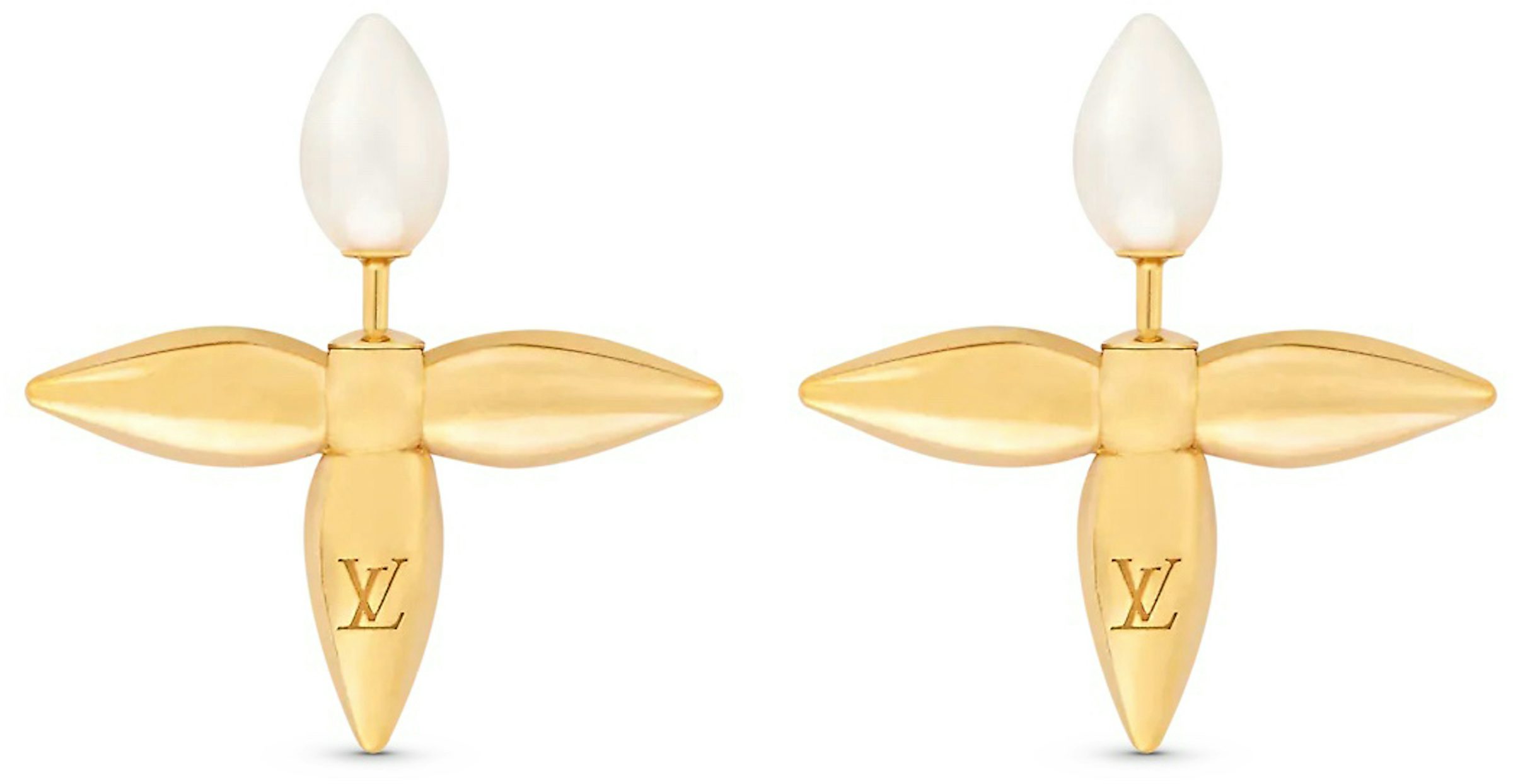 Louis Vuitton Louisette Stud Earrings Gold in Gold Metal/Resin - GB