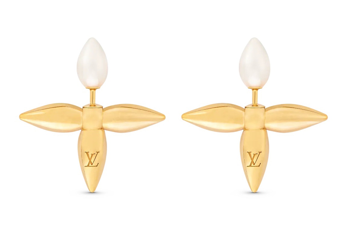 Pre-owned Louis Vuitton Louisette Stud Earrings Gold