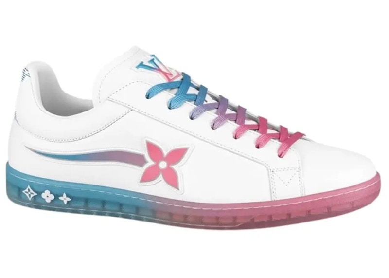 Pre-owned Louis Vuitton Men's Luxembourg Samothrace Sneaker Blue Sneakers In White/pink In Multi