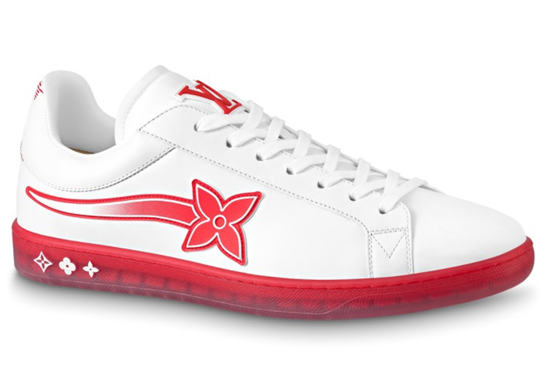 Pre-owned Louis Vuitton Luxembourg Samothrace Sneaker White Red In White/red