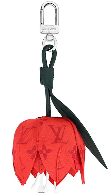 Louis Vuitton MNG Flower Bag Charm Red/Green in Coated Canvas