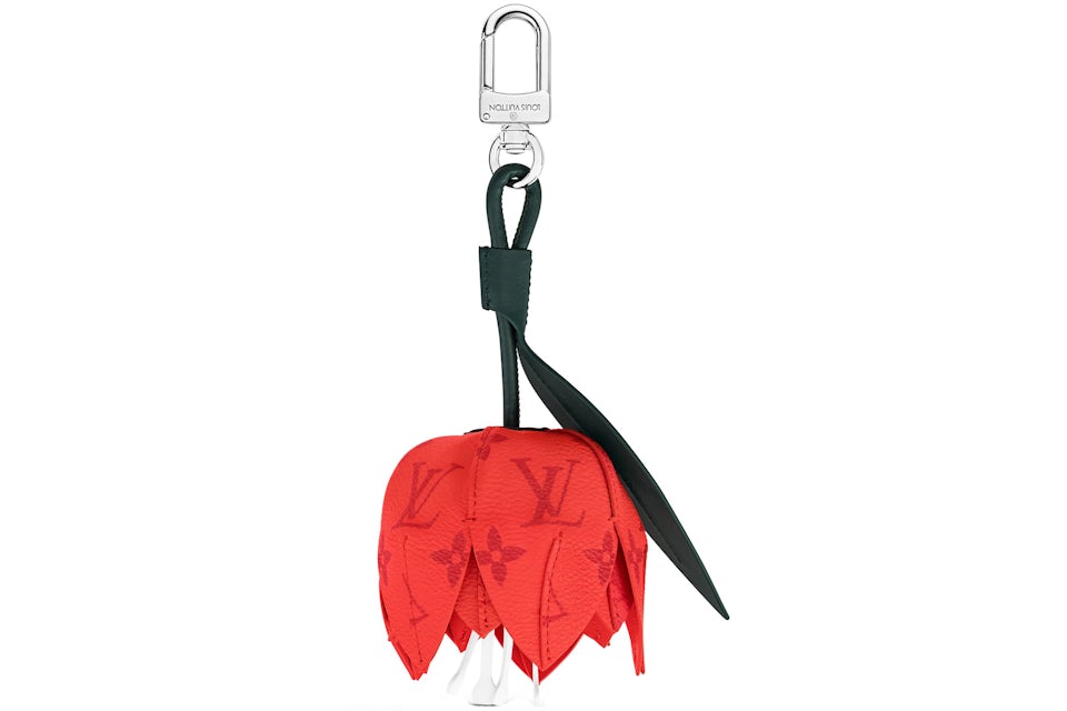 Louis Vuitton MNG Flower Bag Charm Red/Green in Coated Canvas