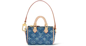 Louis Vuitton Micro Speedy Bag Charm Monogram Denim Blue