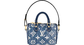 Louis Vuitton Micro Speedy Denim Bag Charm Navy Blue