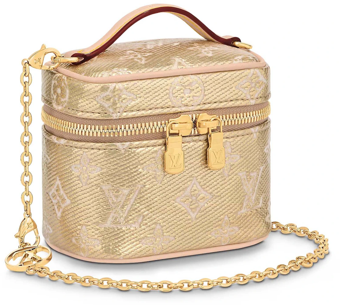 Louis Vuitton Micro Vanity Bag Charm Gold Coated Canvas