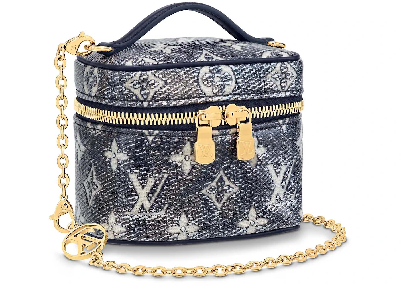 Louis Vuitton Micro Vanity Blue in Monoglam Coated Canvas with Gold ...