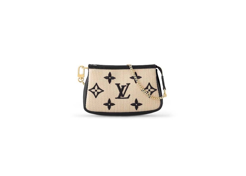 Louis Vuitton Mini Pochette Accessoires Black in Lotus Cotton with