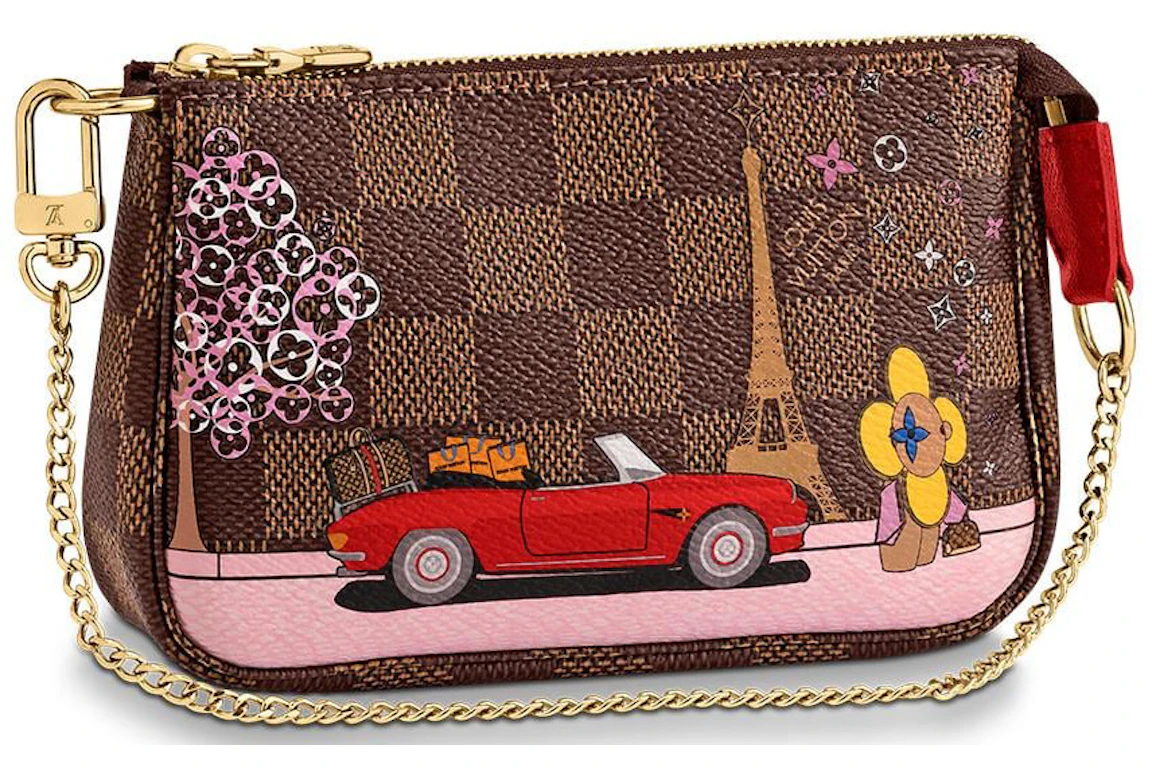 Louis Vuitton Mini Pochette Accessoires Damier Ebene Vivienne Paris Red Lining