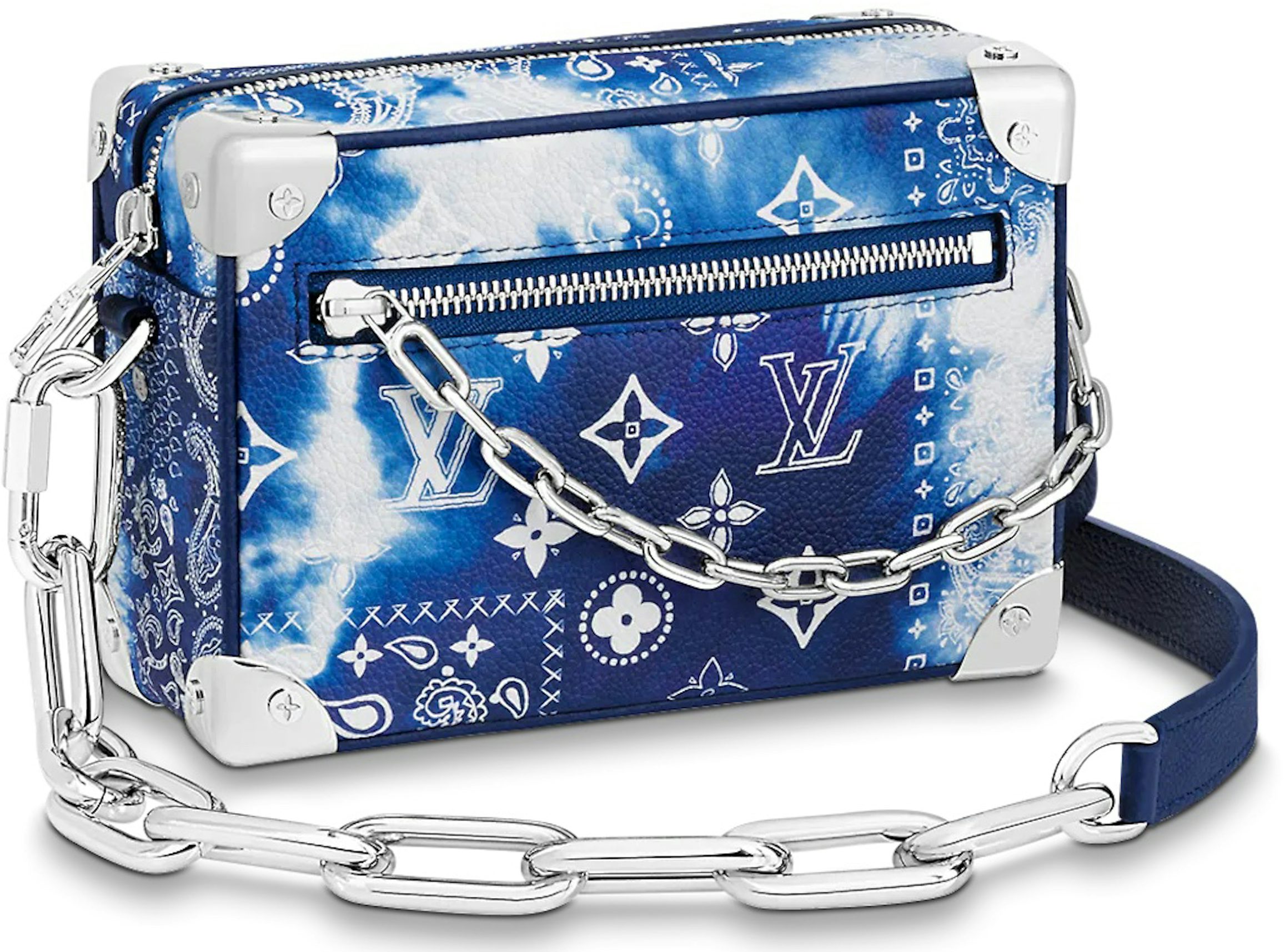 Louis Vuitton Mini Soft Trunk Bandana Monogram Blue in Cowhide Leather with  Silver-tone - GB