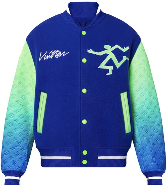 White and Green Louis Vuitton Letterman Jacket - Jackets Masters
