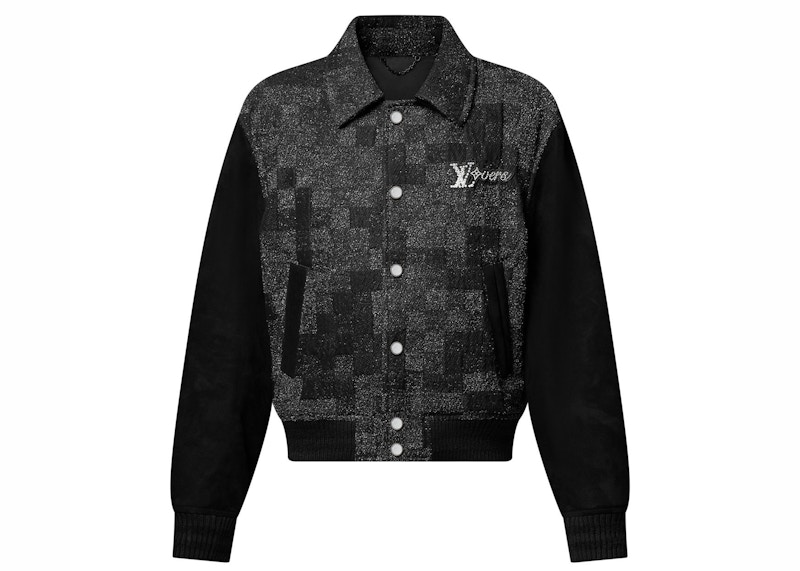 Pre-owned Louis Vuitton Men's Mix Leather Varsity Blouson In Black