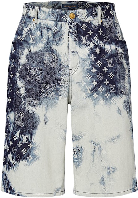Louis Vuitton® Monogram Bandana Denim Shorts Indigo. Size 30