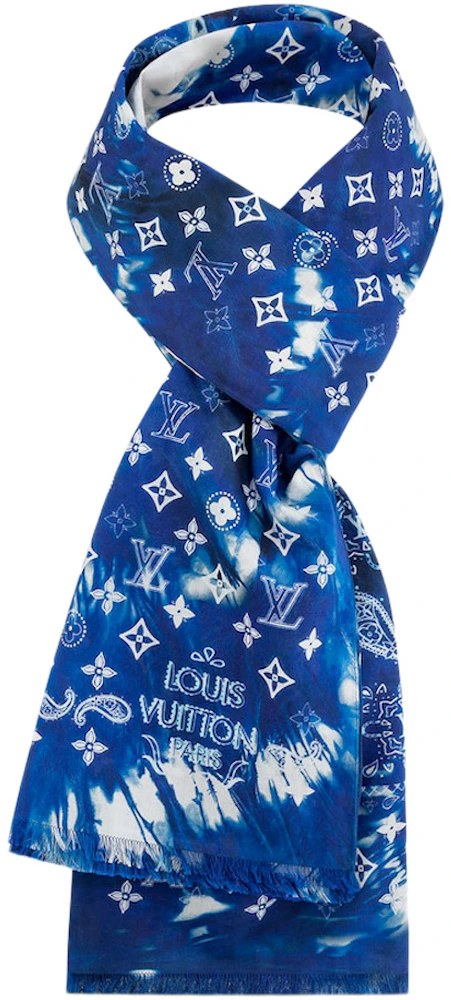 Louis Vuitton Monogram Bandana Stole Scarf Bleached Blue Men's