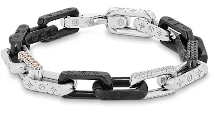 Louis vuitton chain bracelet engraved monogram silver Clearance