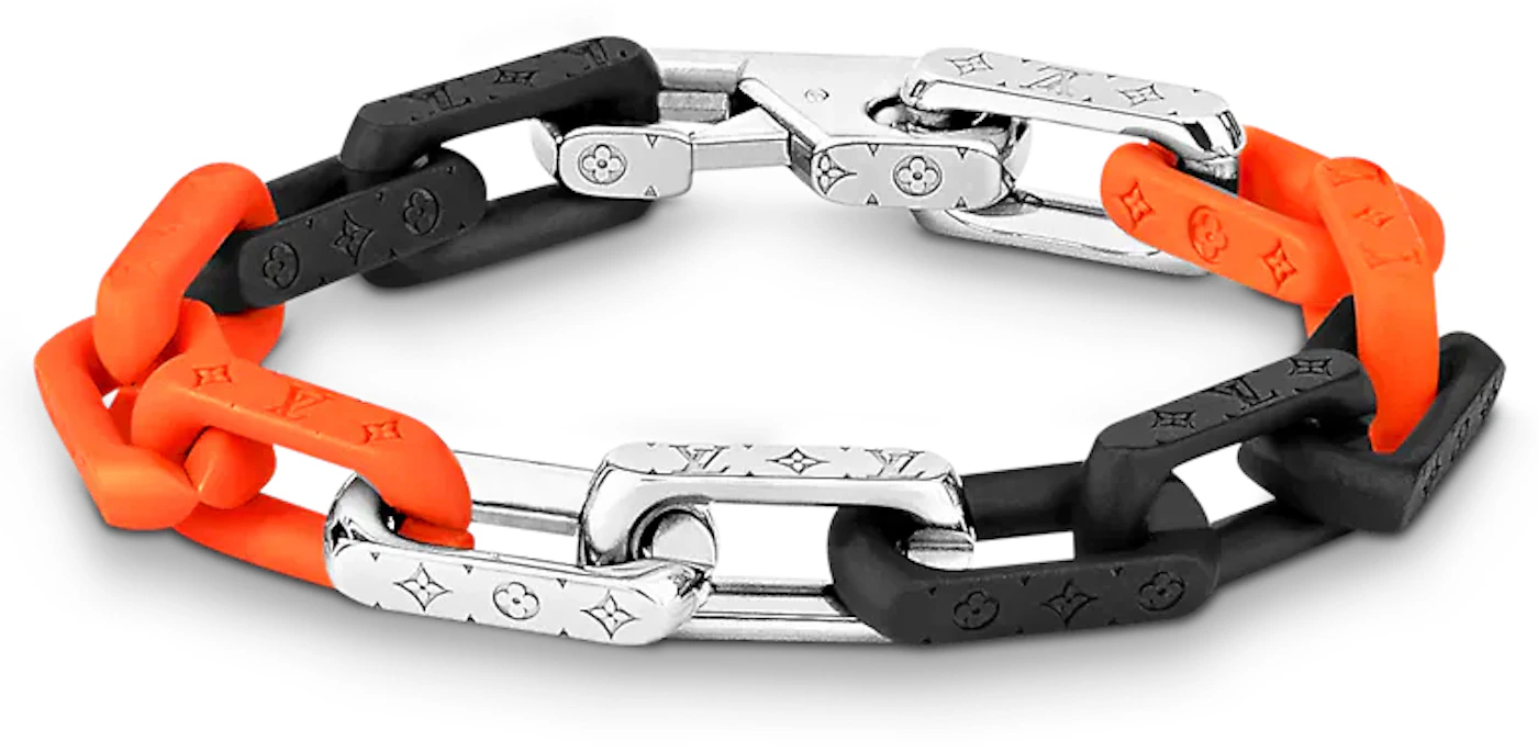 Louis Vuitton Monogram Chain Necklace Silver/Orange - Mens
