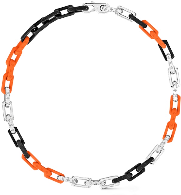 Louis Vuitton Monogram Chain Necklace Silver/Orange in Metal/Plexiglass with Silver-tone - US