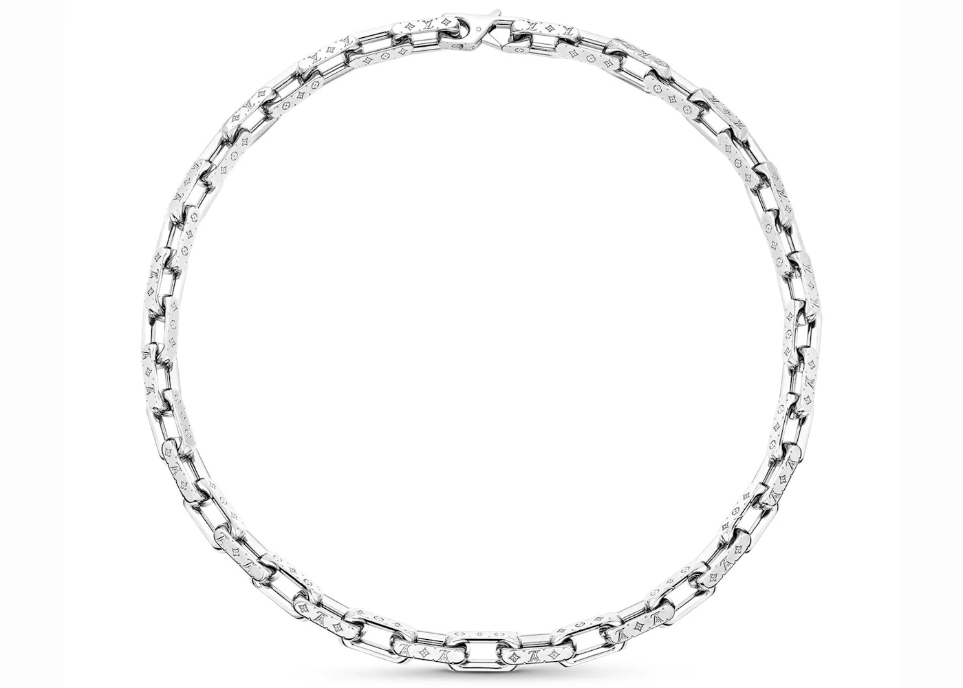 Louis Vuitton Monogram Chain Necklace Silver/Orange