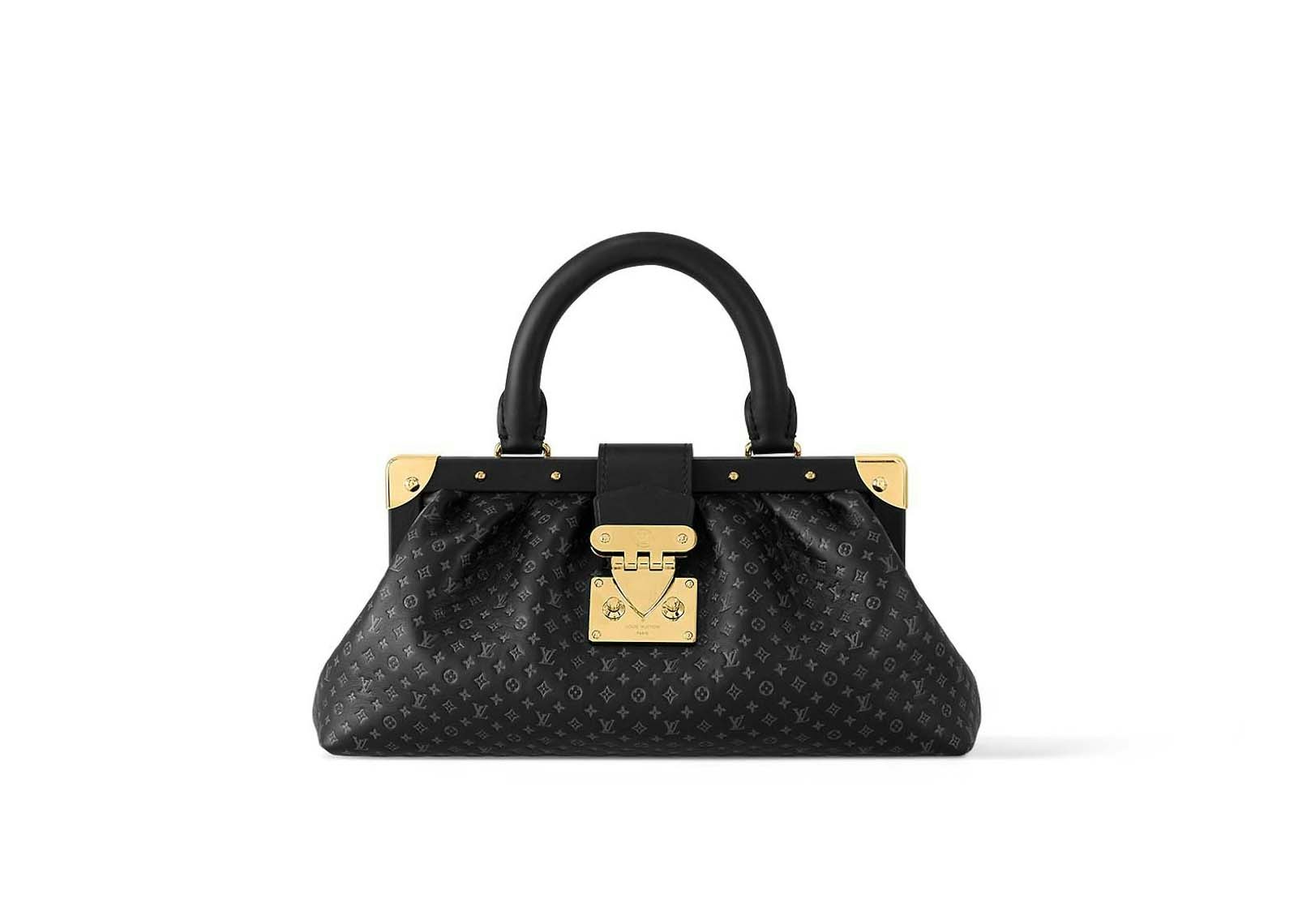 Louis Vuitton Monogram Clutch Black in Calfskin Leather with Gold-tone US