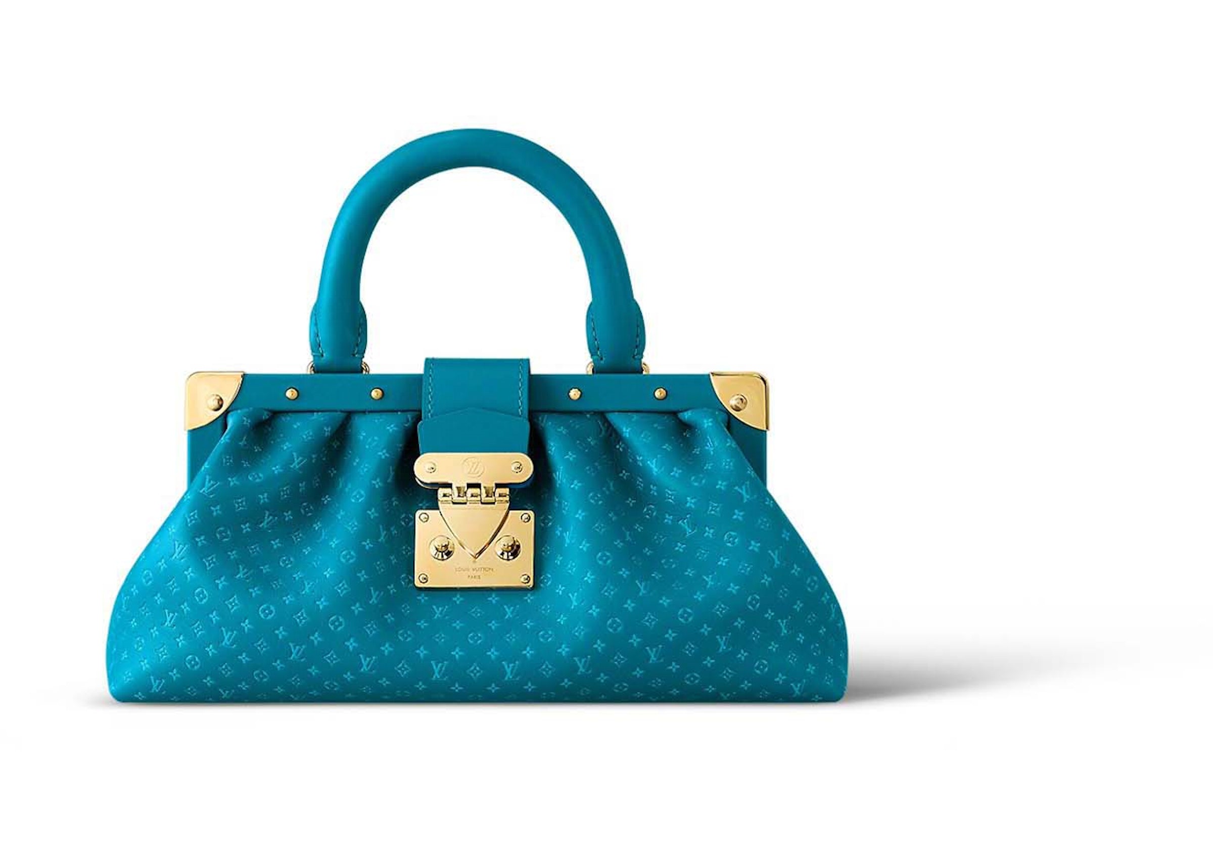 Louis Vuitton Monogram Clutch Blue in Calfskin Leather with Gold