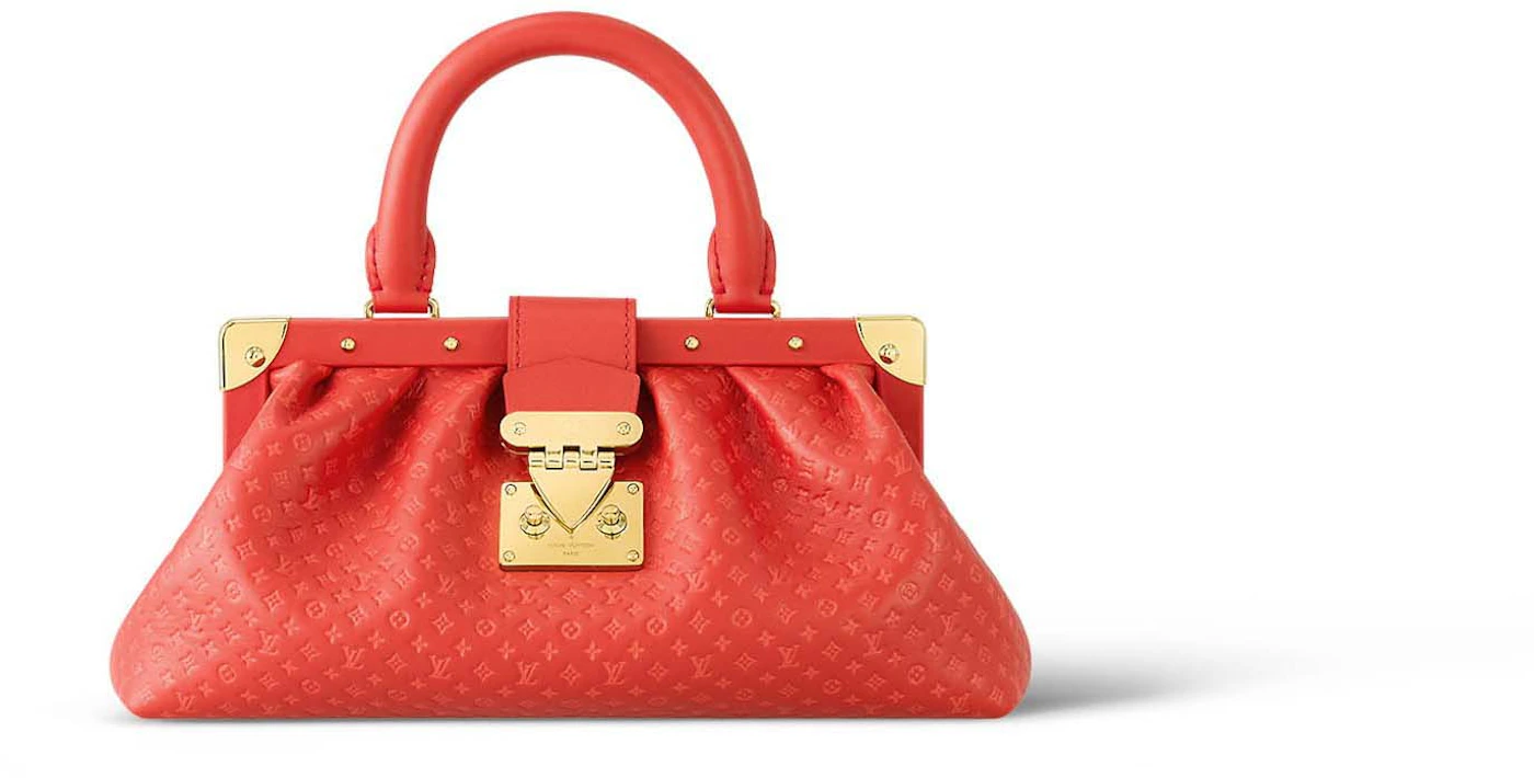 Louis Vuitton Monogram Clutch Red in Calfskin Leather with Gold