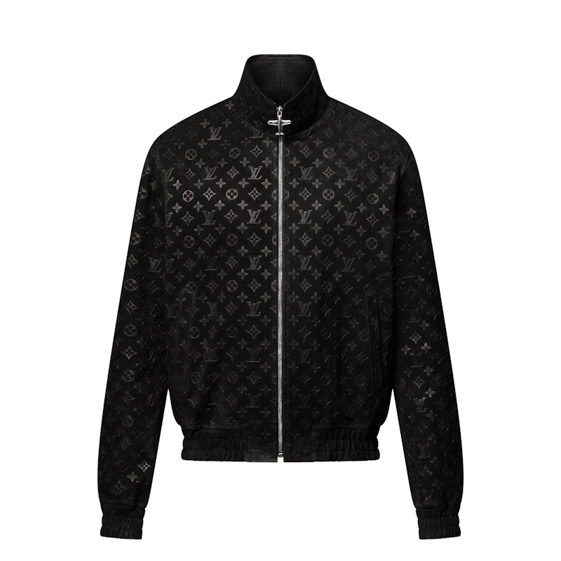 Pre-owned Louis Vuitton Men's  Monogram Debossed Suede Tracksuit Jacket In Black