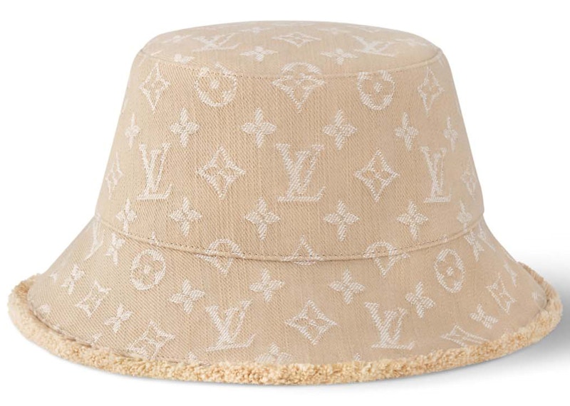 Louis Vuitton Monogram Denim Bucket Hat Beige Sable in Cotton - US