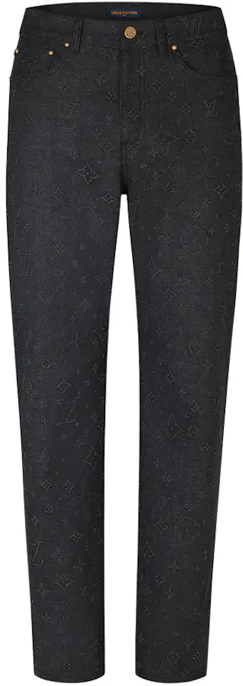 Louis Vuitton Monogram Denim Regular Fit Pants Black Men's - US