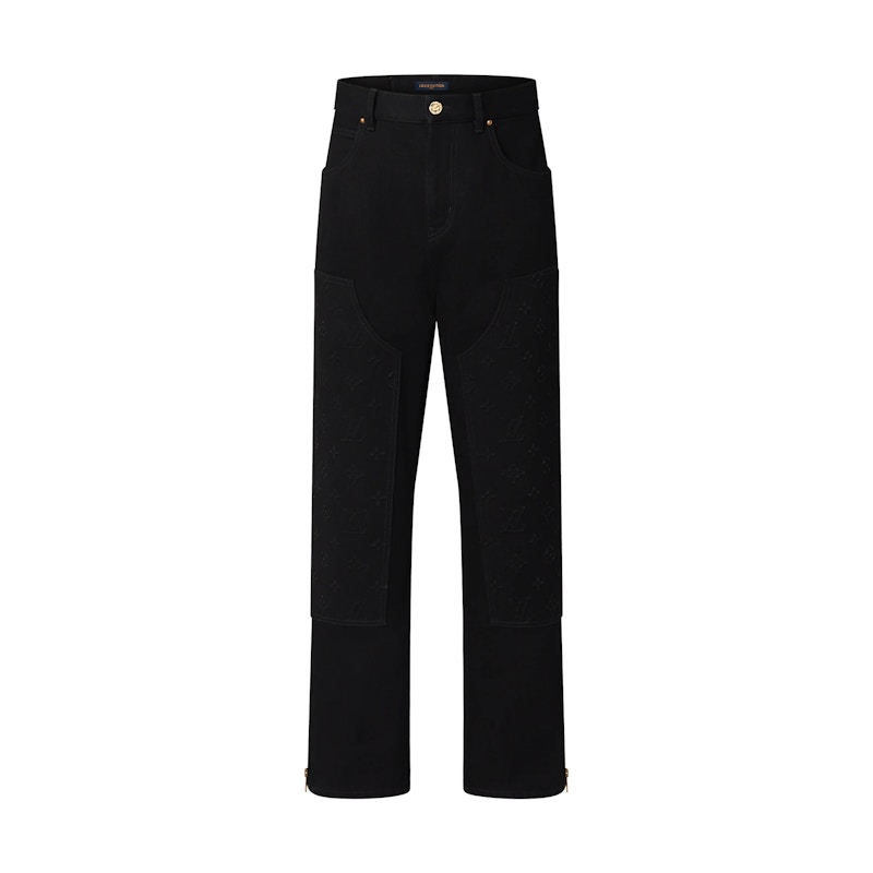 Louis Vuitton Monogram Detail Carpenter Denim Pants Black