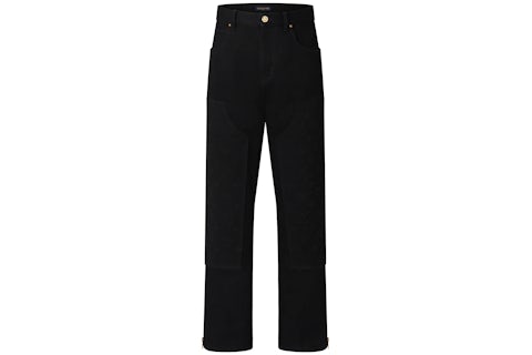 Louis Vuitton Monogram Detail Pantalones Carpenter Denim Negro