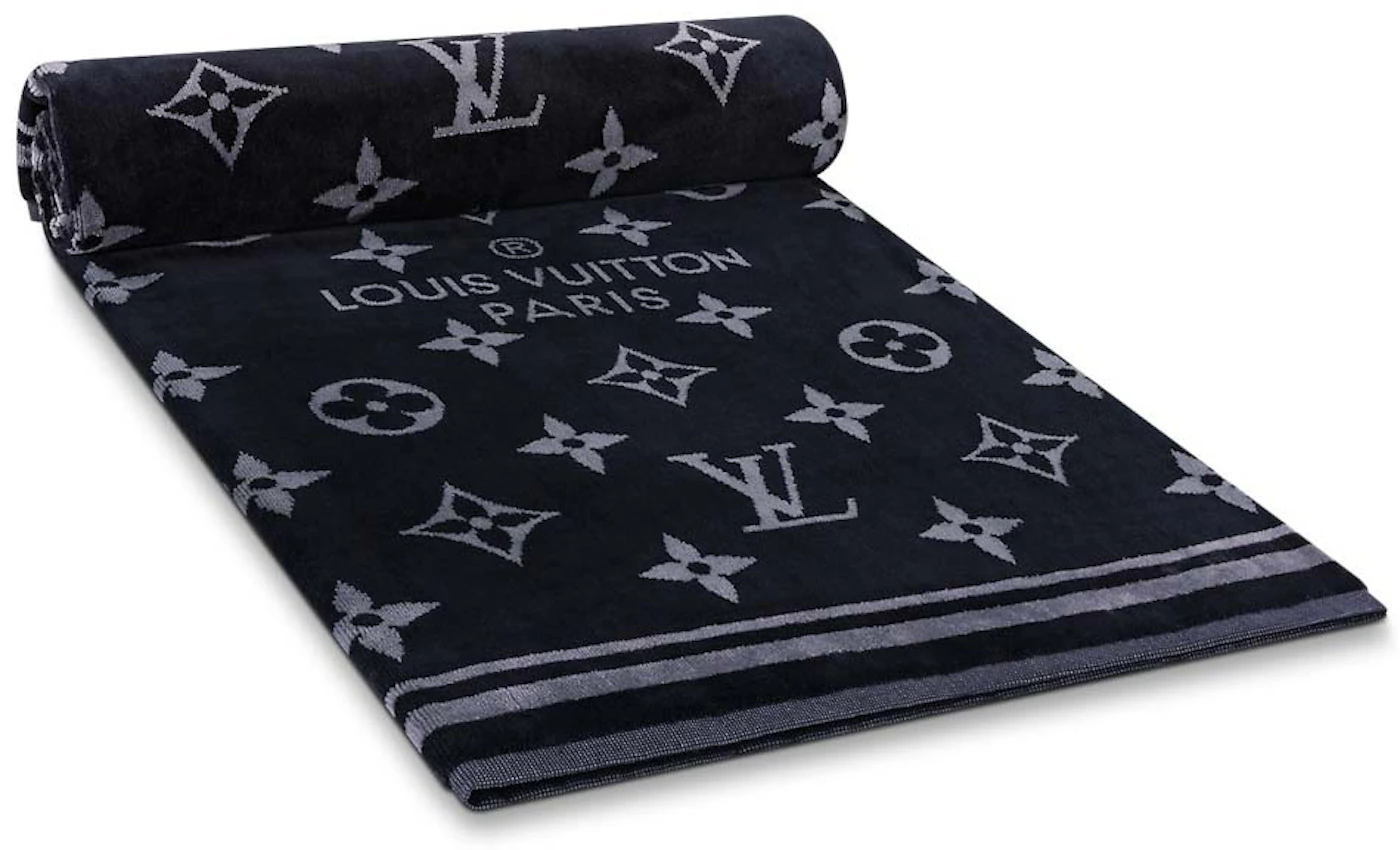 Louis Vuitton Monogram Eclipse Beach Towel Black in Jacquared Weave - US