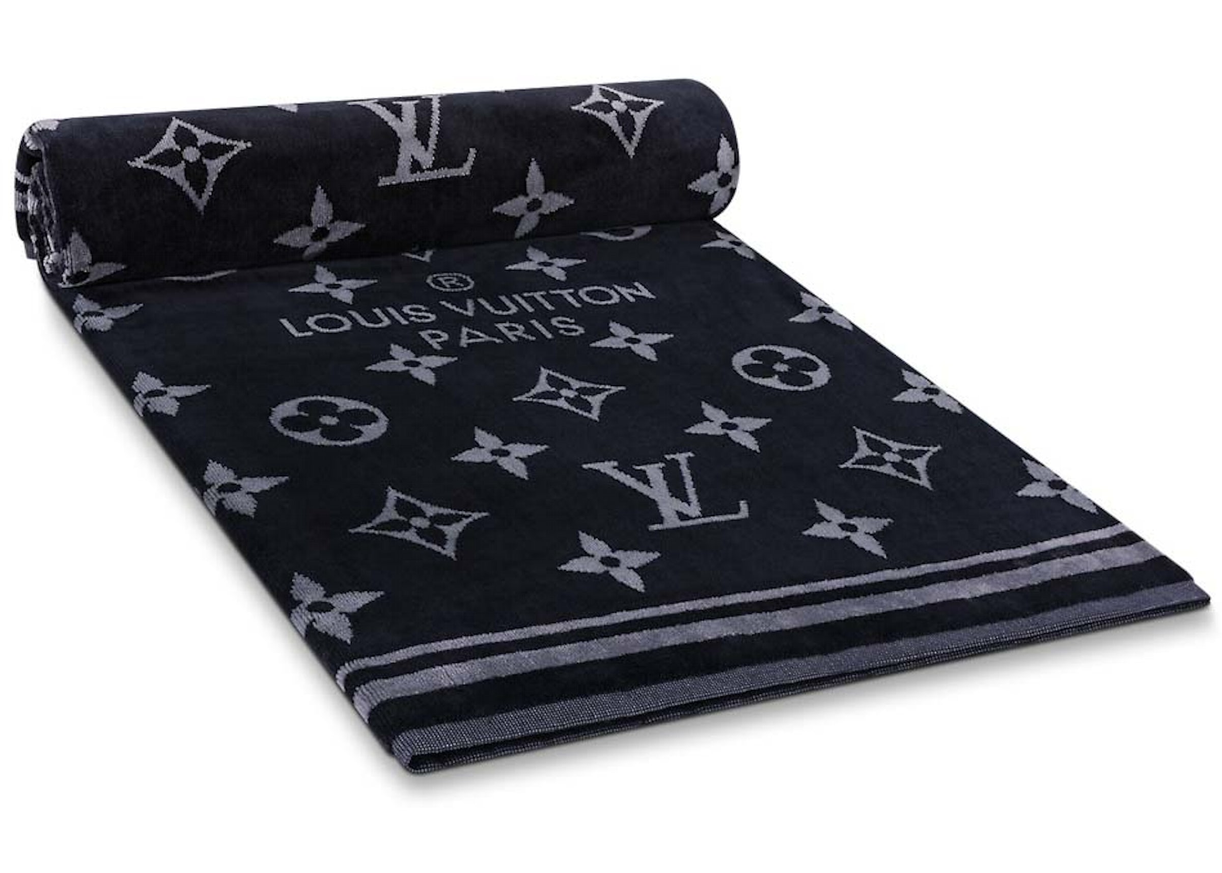Louis Vuitton Monogram Eclipse Beach Towel Black in Jacquared Weave - US