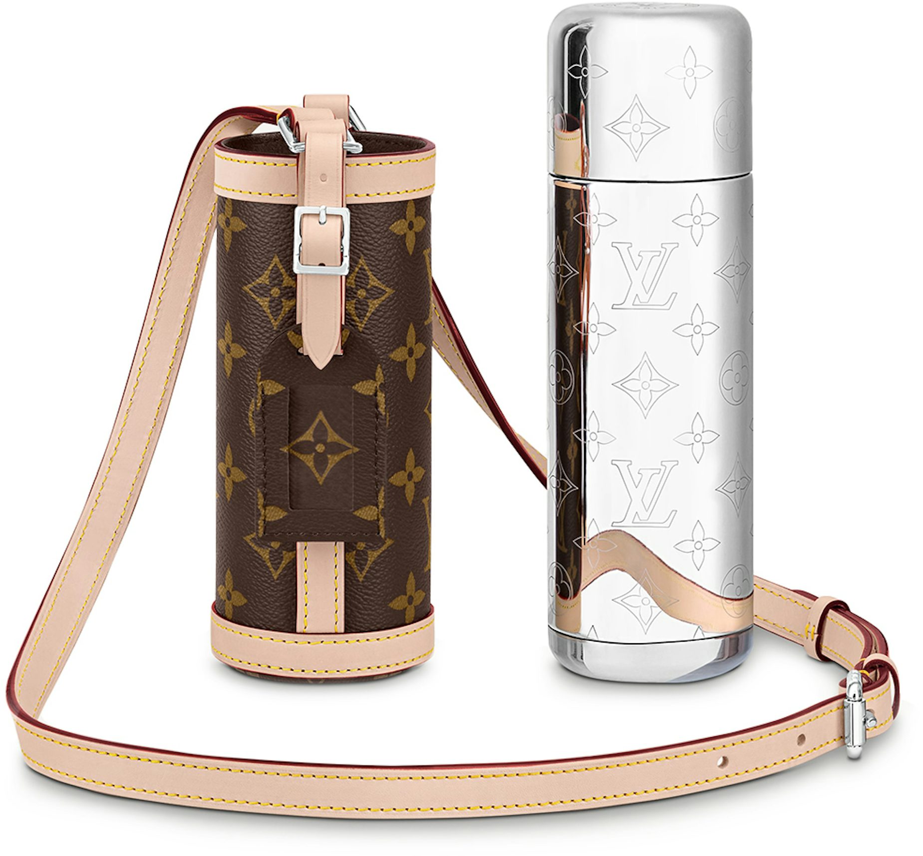 Louis Vuitton Monogram Flask Holder Thermos with Case Water Bottle s28lv15  For Sale at 1stDibs