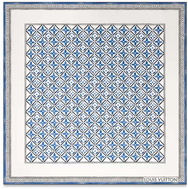Louis Vuitton Monogram Flower Tile Square 90 Blue in Silk - US