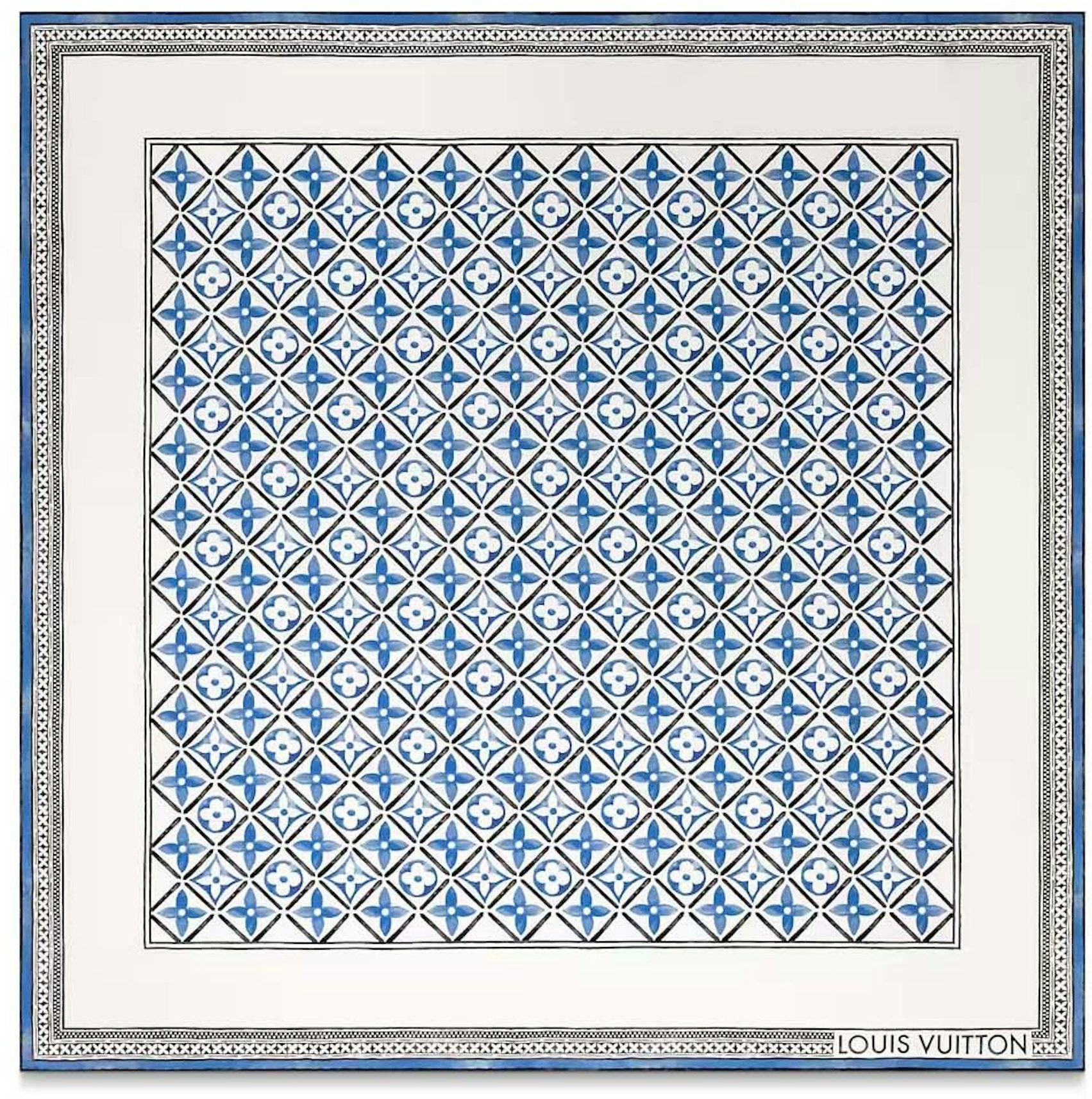Louis Vuitton Monogram Flower Tile Beach Cape Blue Cotton
